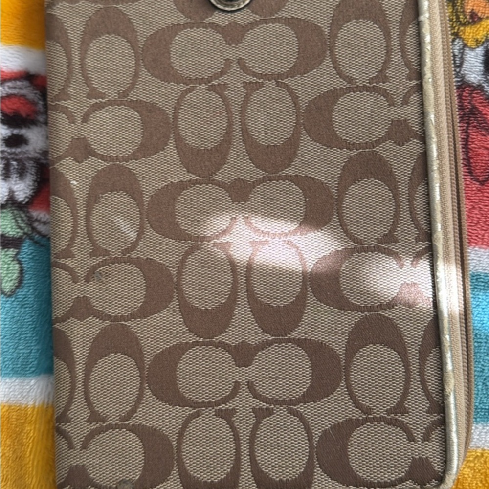 Coach Tan and Gold Signature Wallet